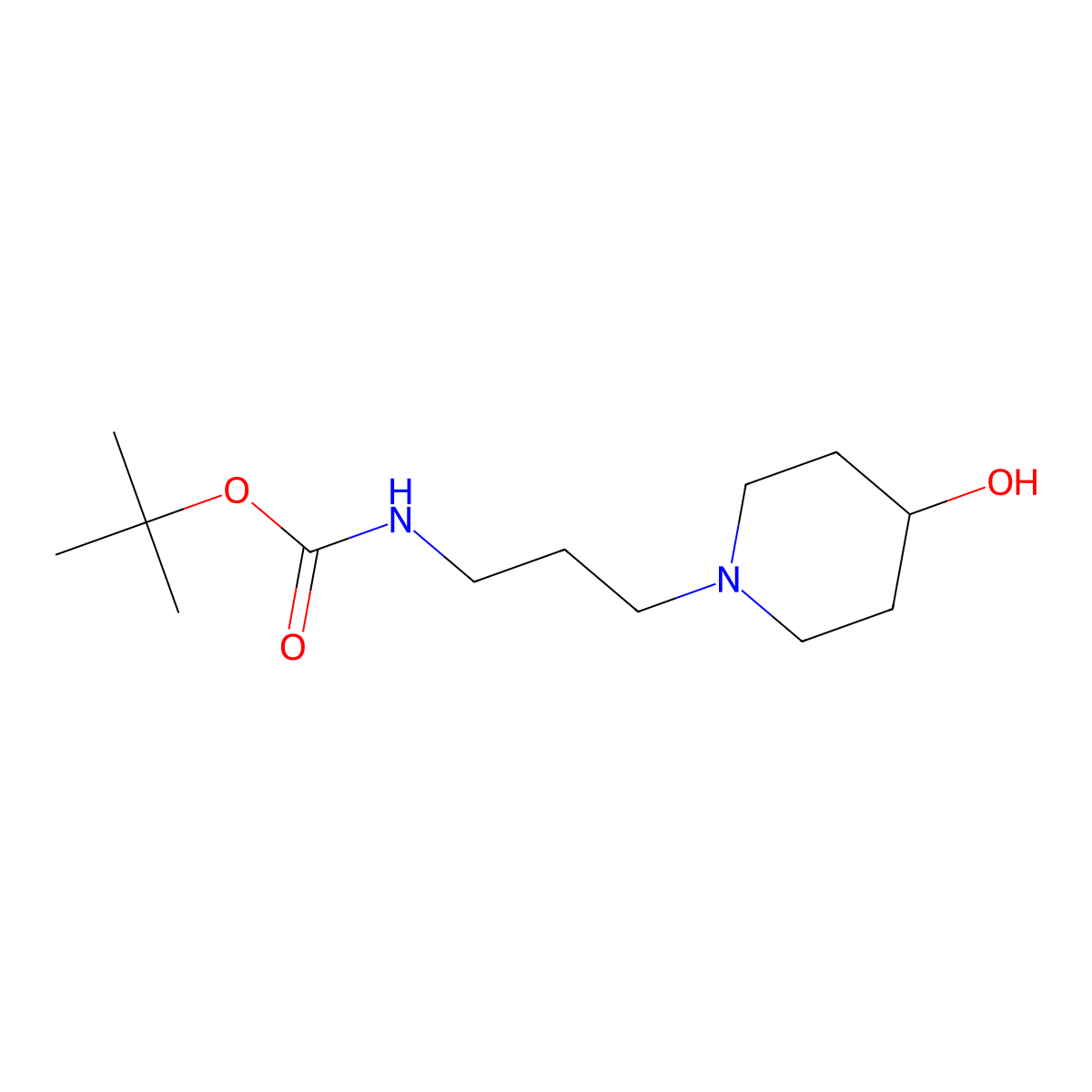 tert-butyl N-[3-(4-hydroxypiperidin-1-yl)propyl]carbamate molecular structure, CAS 1552266-38-2