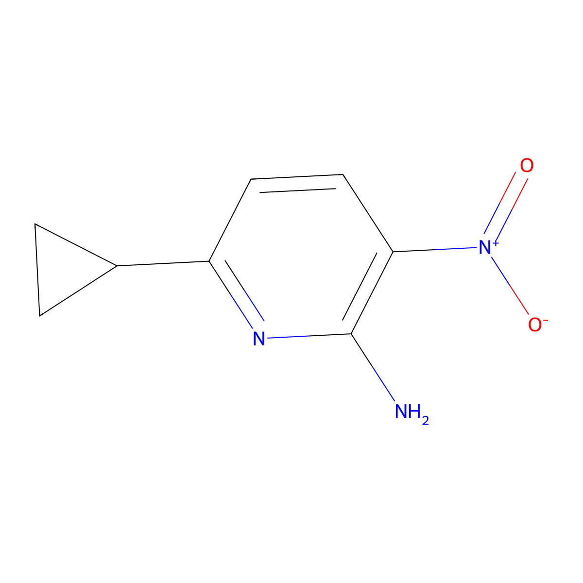 6-Cyclopropyl-3-nitro-pyridin-2-amine molecular structure, CAS 1552286-03-9