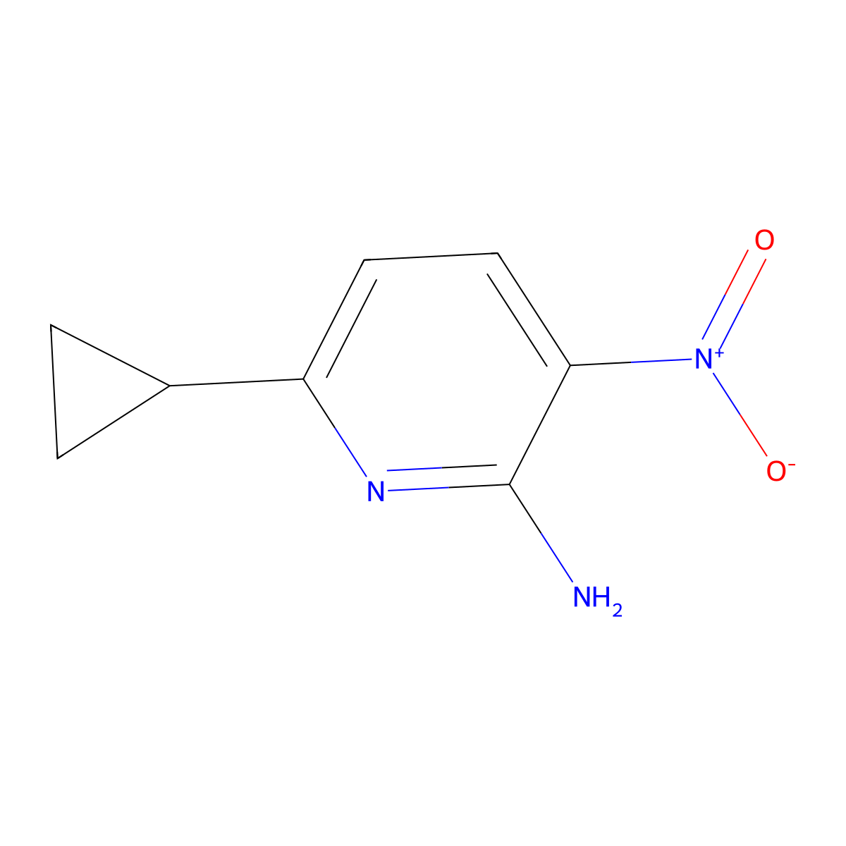 6-Cyclopropyl-3-nitro-pyridin-2-amine molecular structure, CAS 1552286-03-9