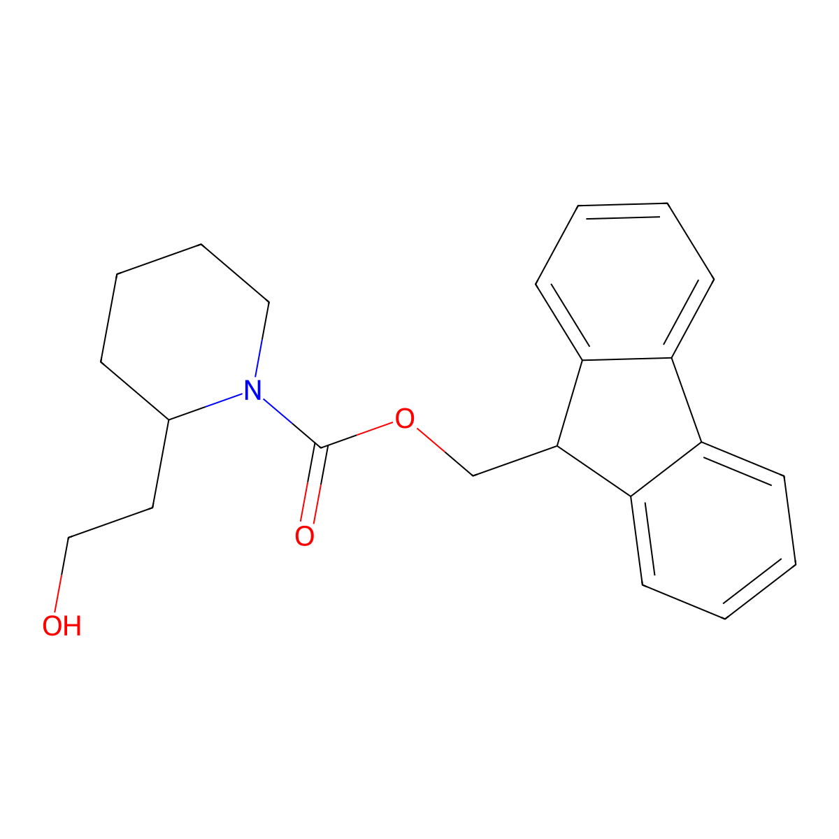 (9H-fluoren-9-yl)methyl 2-(2-hydroxyethyl)piperidine-1-carboxylate molecular structure, CAS 155229-77-9