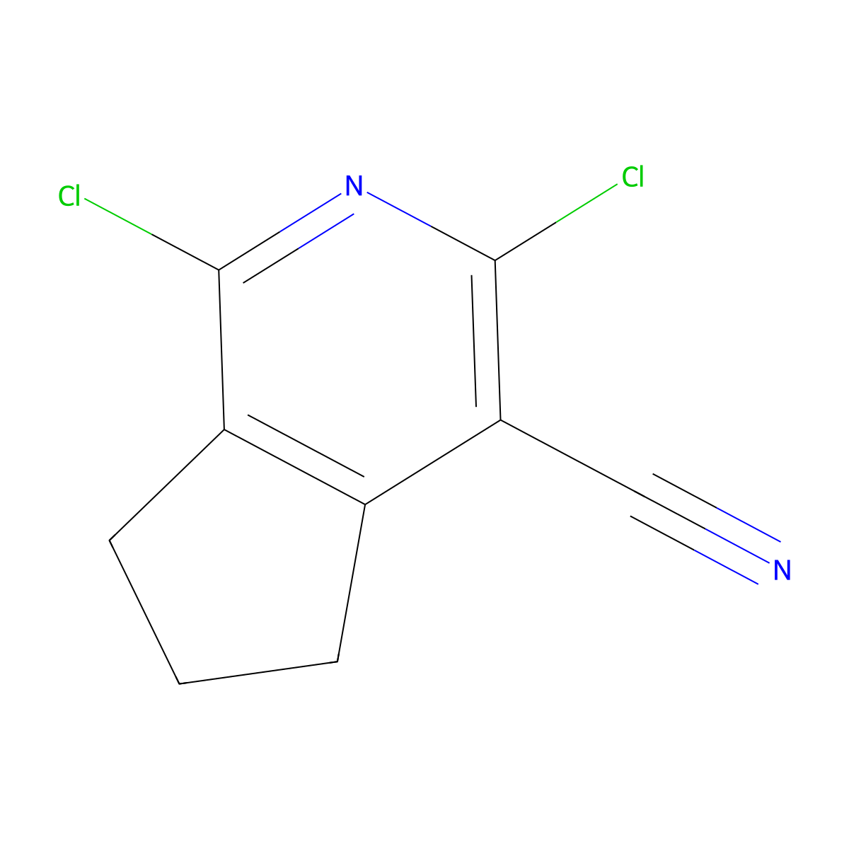 1,3-dichloro-5H,6H,7H-cyclopenta[c]pyridine-4-carbonitrile molecular structure, CAS 15524-46-6