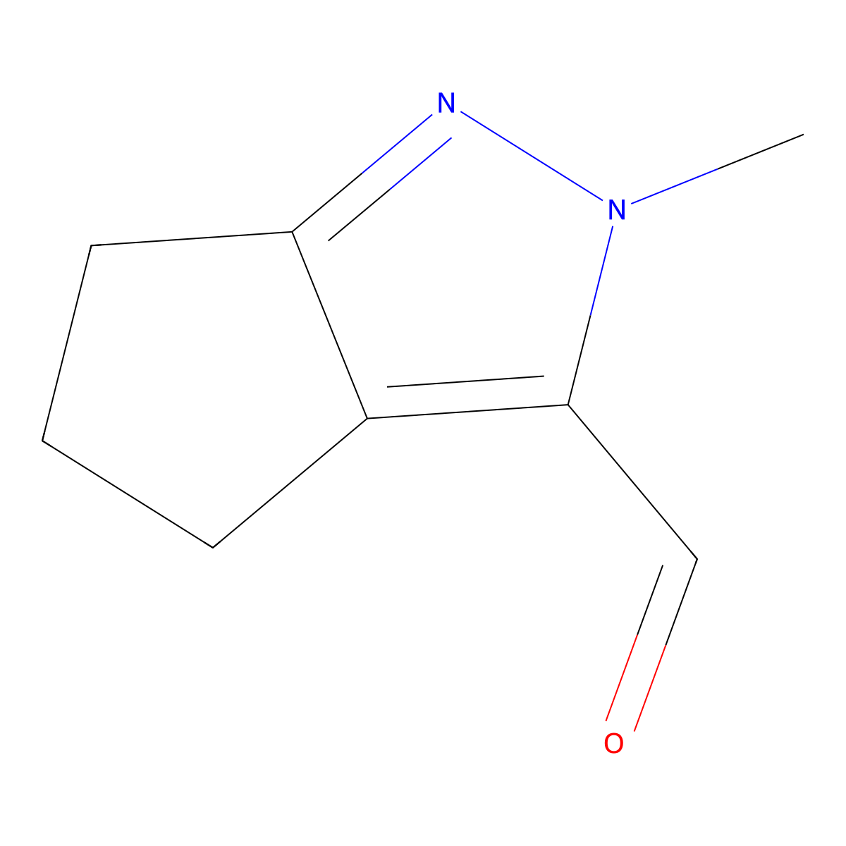 2-methyl-2H,4H,5H,6H-cyclopenta(c)pyrazole-3-carbaldehyde molecular structure, CAS 1552444-76-4