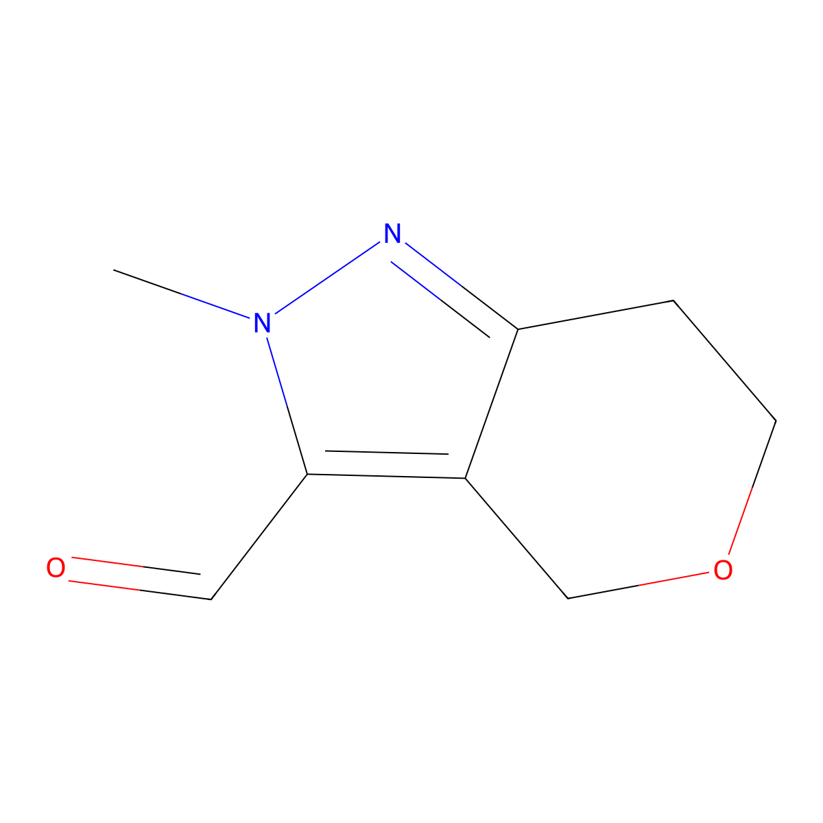 2-Methyl-2H,4H,6H,7H-pyrano[4,3-c]pyrazole-3-carbaldehyde molecular structure, CAS 1552444-81-1