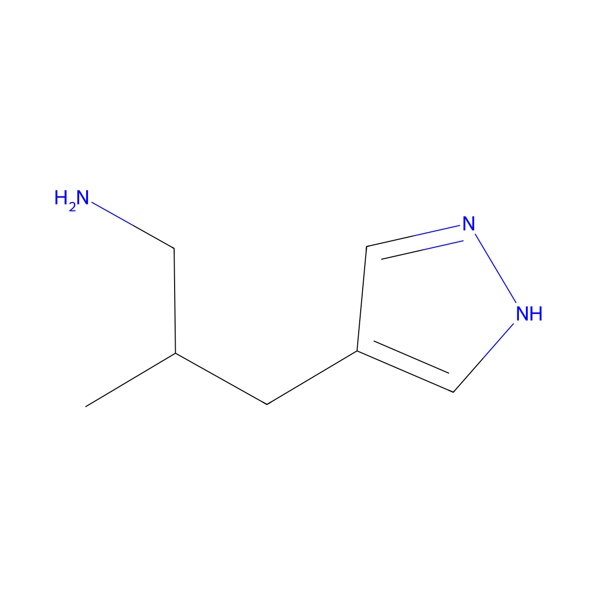 2-methyl-3-(1H-pyrazol-4-yl)propan-1-amine molecular structure, CAS 1552459-69-4