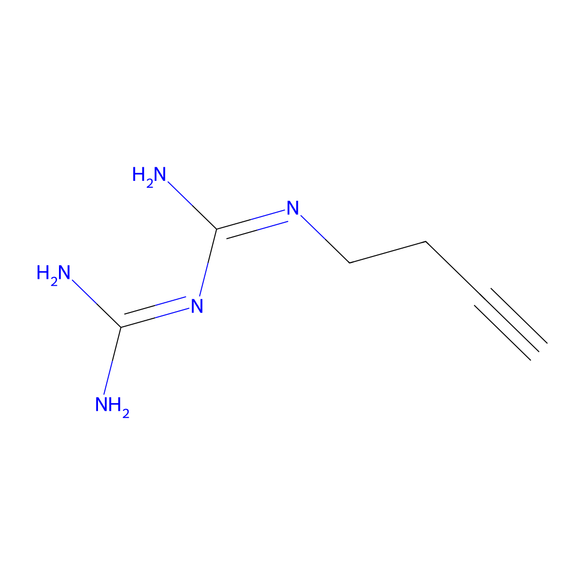 N-{amino[(but-3-yn-1-yl)amino]methylidene}guanidine molecular structure, CAS 1552485-78-5