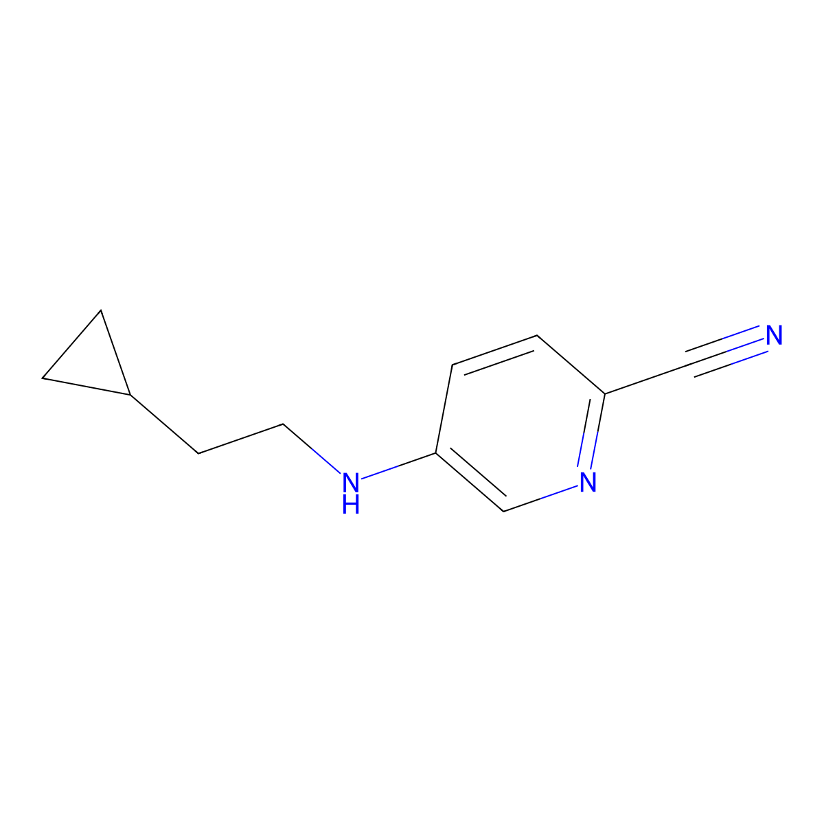 5-[(2-Cyclopropylethyl)amino]pyridine-2-carbonitrile molecular structure, CAS 1552490-61-5