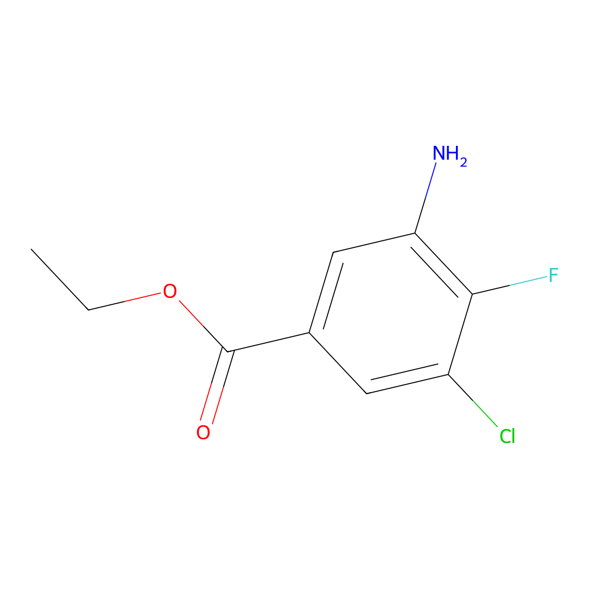 Ethyl 3-amino-5-chloro-4-fluorobenzoate molecular structure, CAS 1552511-53-1