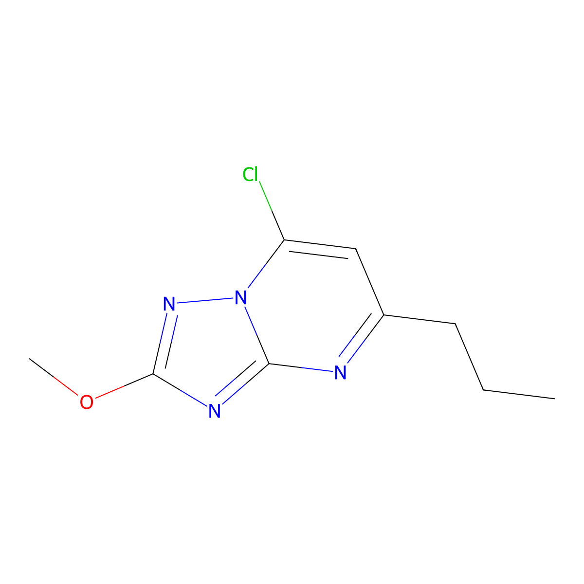 7-Chloro-2-methoxy-5-propyl-(1,2,4)triazolo(1,5-a)pyrimidine molecular structure, CAS 1552515-97-5
