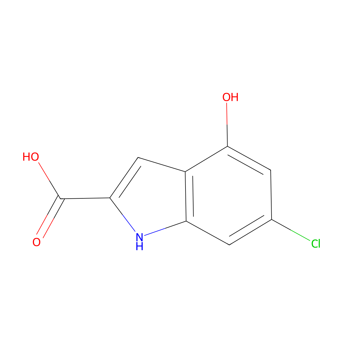 6-chloro-4-hydroxy-1H-indole-2-carboxylic acid molecular structure, CAS 1552532-35-0