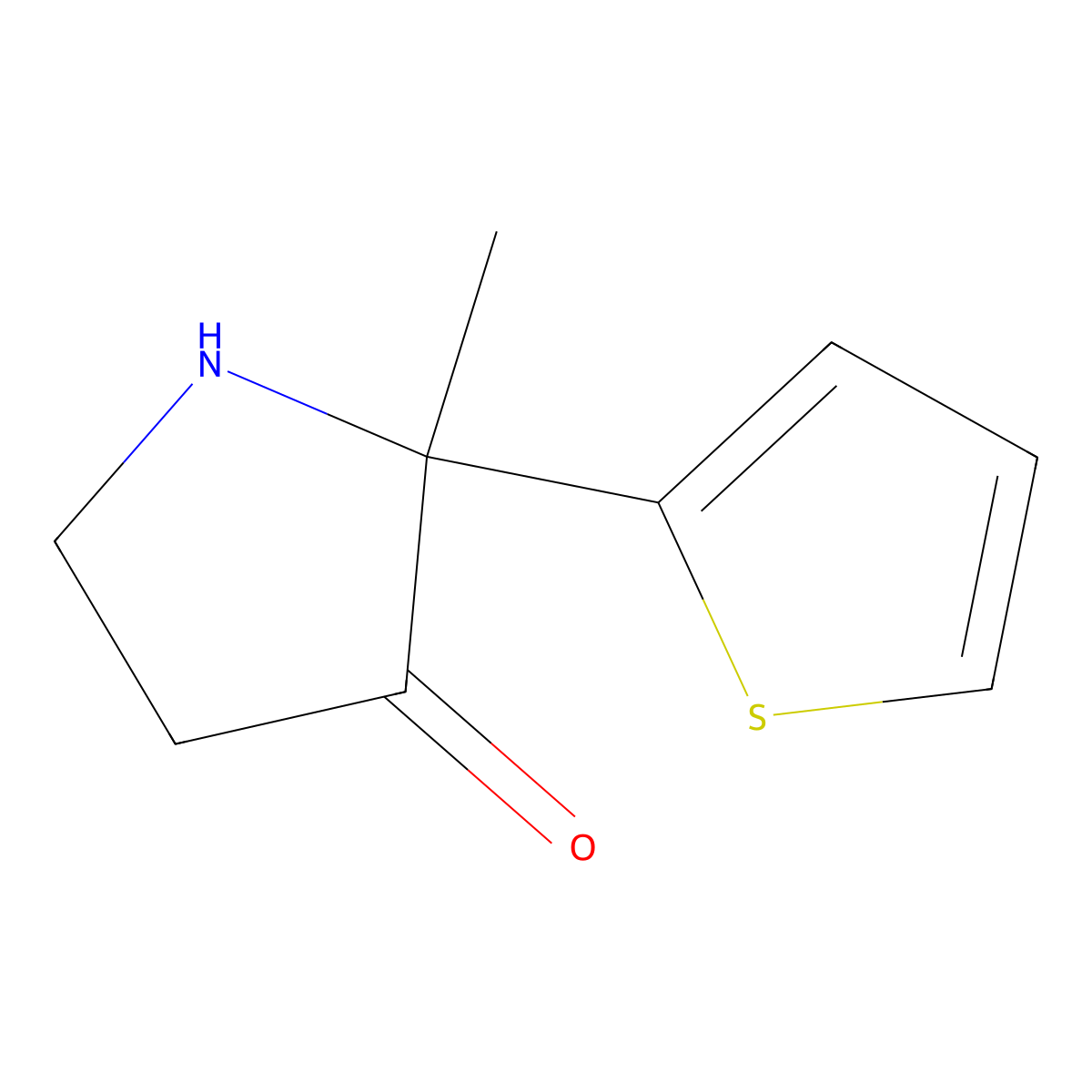2-Methyl-2-(thiophen-2-yl)pyrrolidin-3-one molecular structure, CAS 1552535-18-8