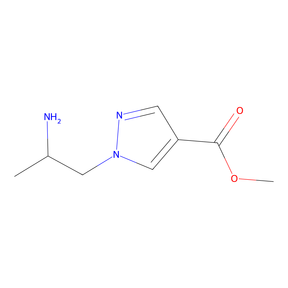 methyl 1-(2-aminopropyl)-1H-pyrazole-4-carboxylate molecular structure, CAS 1552535-43-9