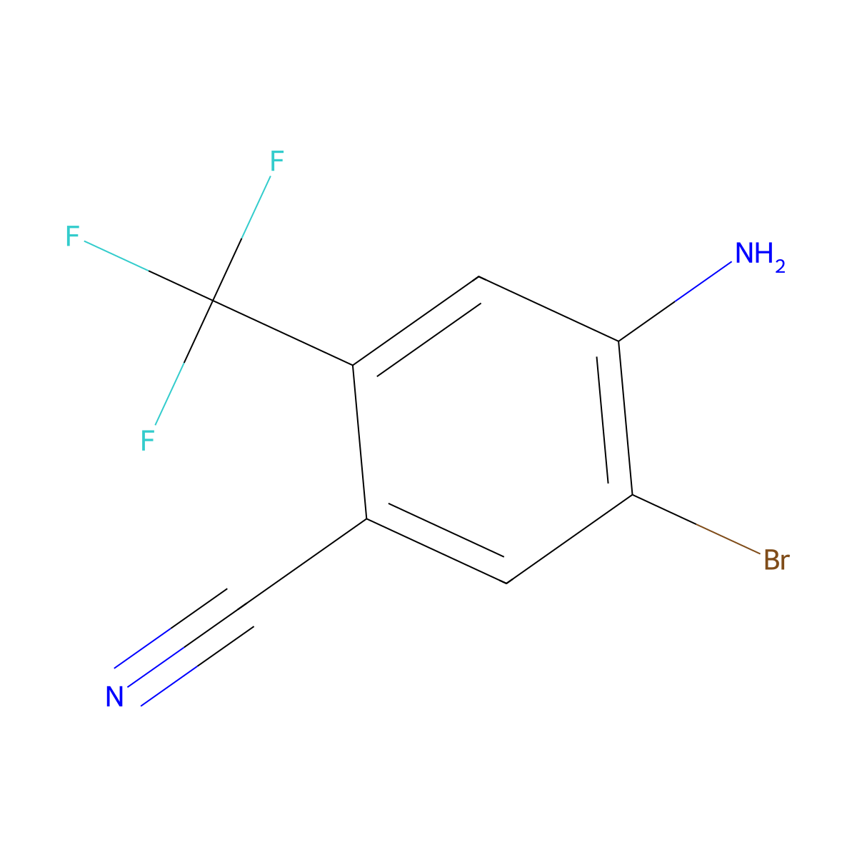 4-Amino-5-bromo-2-(trifluoromethyl)benzonitrile molecular structure, CAS 155255-45-1