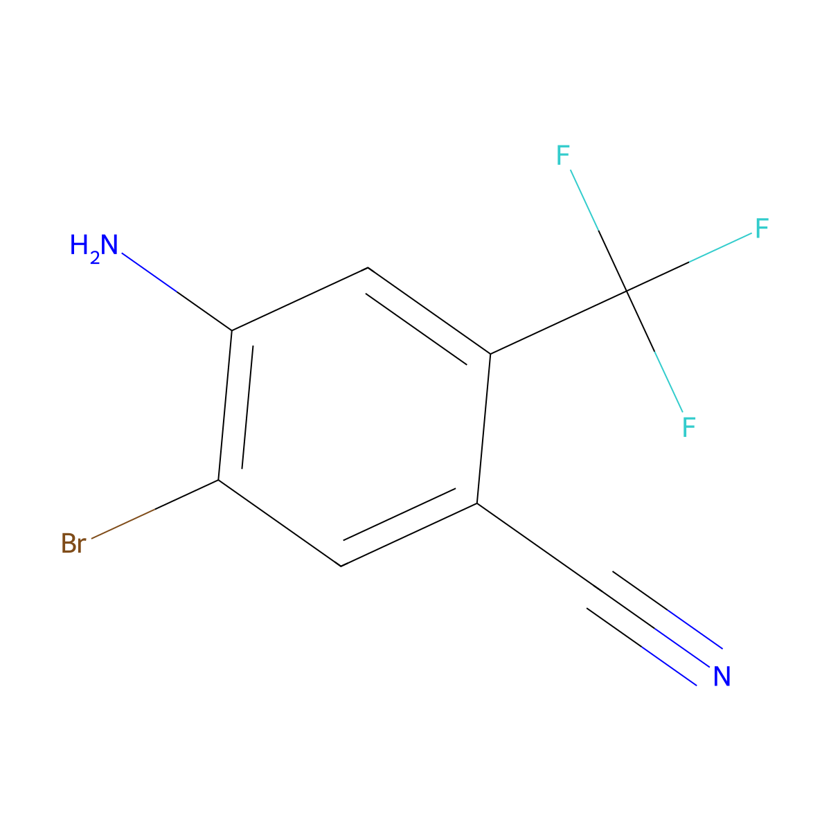 4-Amino-5-bromo-2-(trifluoromethyl)benzonitrile molecular structure, CAS 155255-45-1