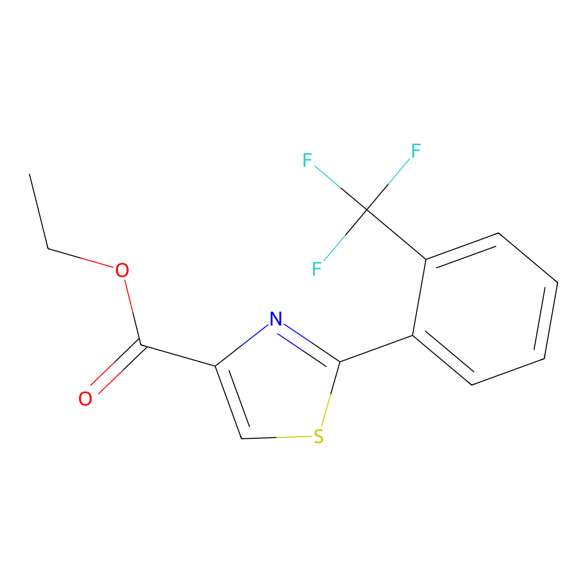 Ethyl 2-(2-(trifluoromethyl)phenyl)thiazole-4-carboxylate molecular structure, CAS 1552563-51-5