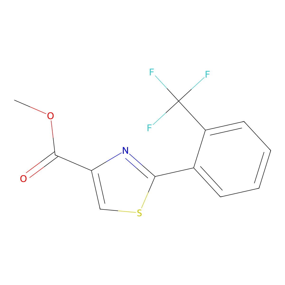 Methyl 2-(2-(trifluoromethyl)phenyl)thiazole-4-carboxylate molecular structure, CAS 1552563-71-9