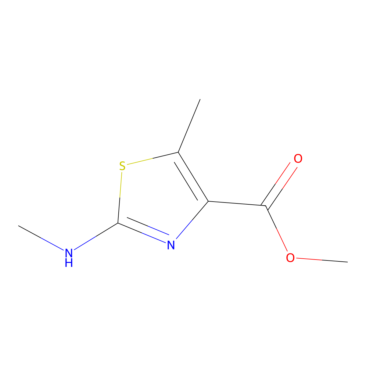 Methyl 5-methyl-2-(methylamino)thiazole-4-carboxylate molecular structure, CAS 1552600-99-3