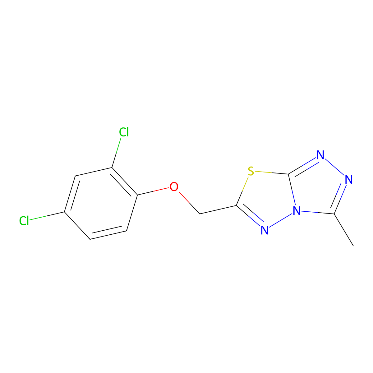 6-[(2,4-Dichlorophenoxy)methyl]-3-methyl-[1,2,4]triazolo[3,4-b][1,3,4]thiadiazole molecular structure, CAS 155261-98-6