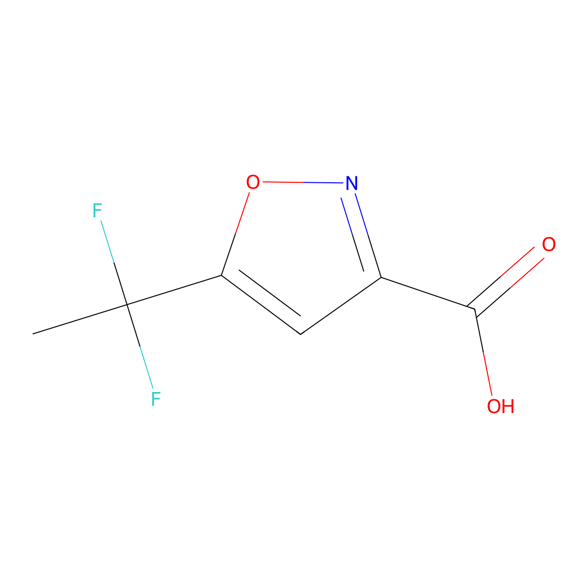 5-(1,1-Difluoroethyl)-1,2-oxazole-3-carboxylic acid molecular structure, CAS 1552636-95-9