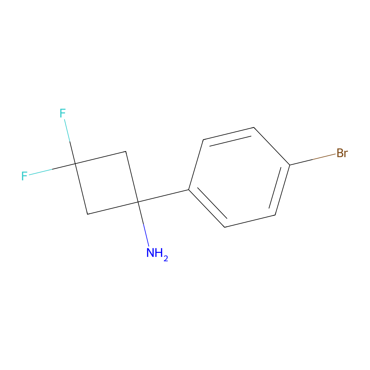 1-(4-Bromophenyl)-3,3-difluorocyclobutan-1-amine molecular structure, CAS 1552637-04-3