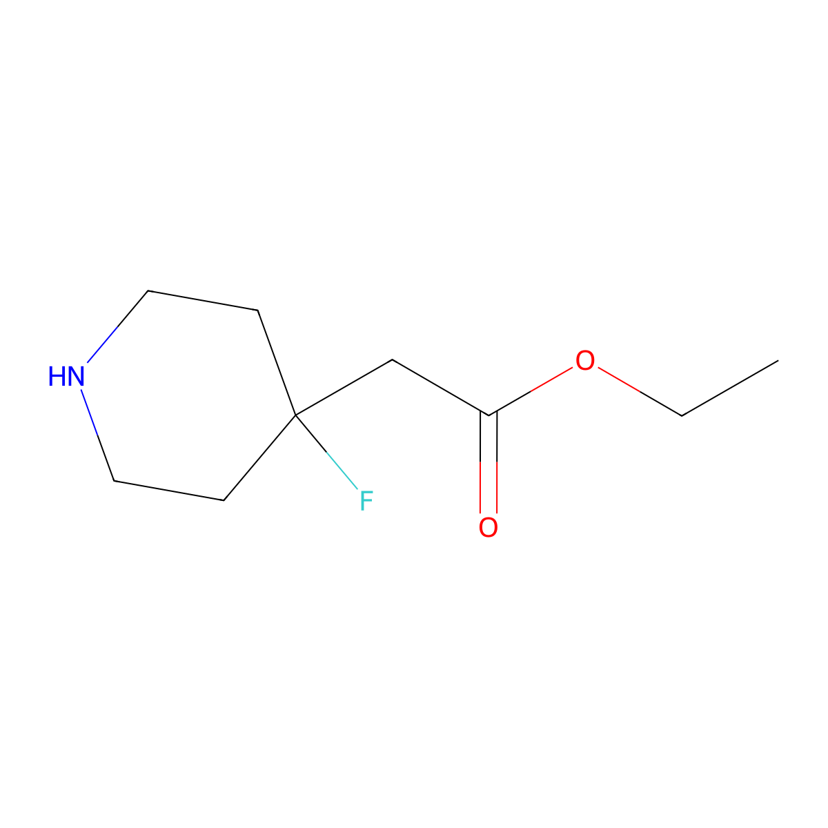 Ethyl 2-(4-fluoropiperidin-4-yl)acetate molecular structure, CAS 1552637-52-1