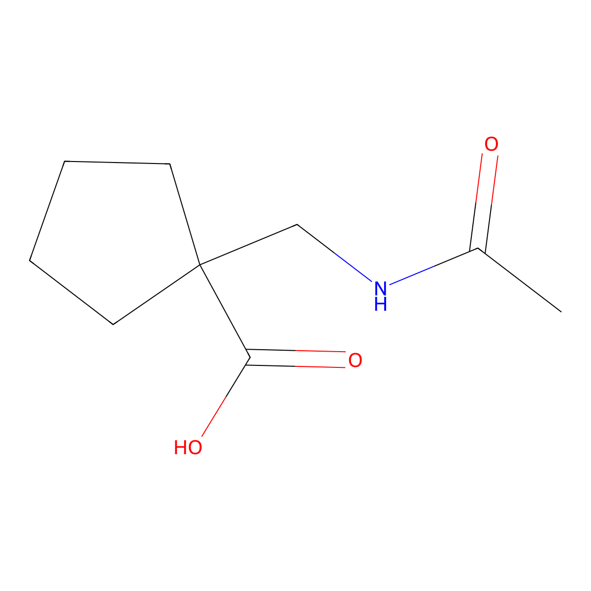 1-(Acetamidomethyl)cyclopentane-1-carboxylic acid molecular structure, CAS 1552658-52-2