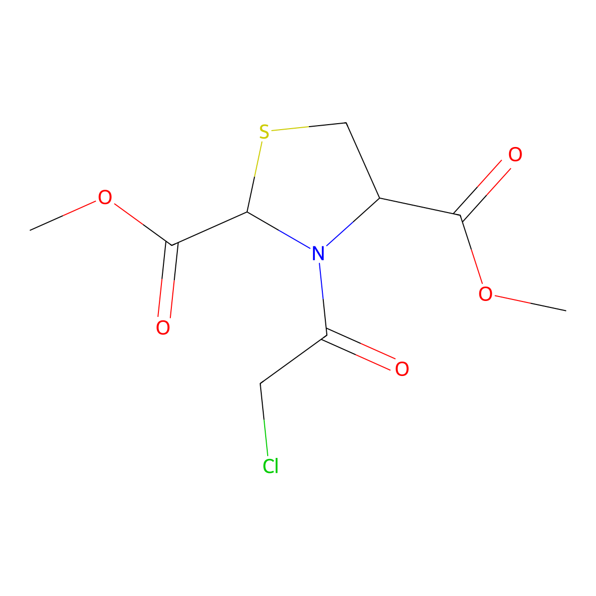 Dimethyl 3-(2-chloroacetyl)-1,3-thiazolane-2,4-dicarboxylate molecular structure, CAS 155266-94-7