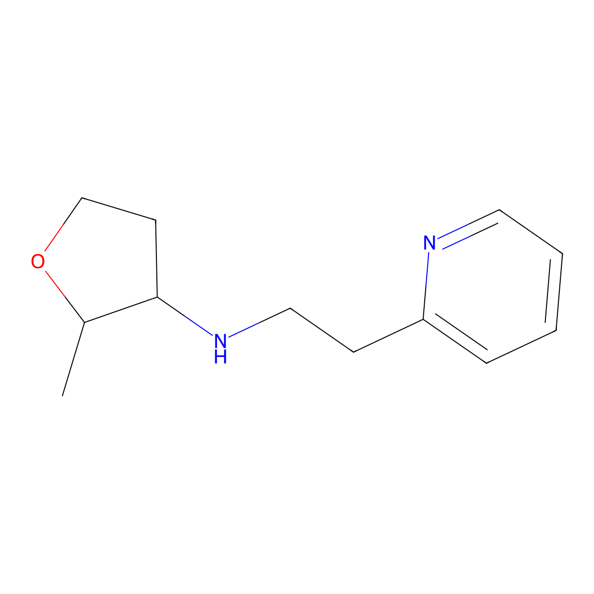 2-methyl-N-[2-(pyridin-2-yl)ethyl]oxolan-3-amine molecular structure, CAS 1552660-86-2