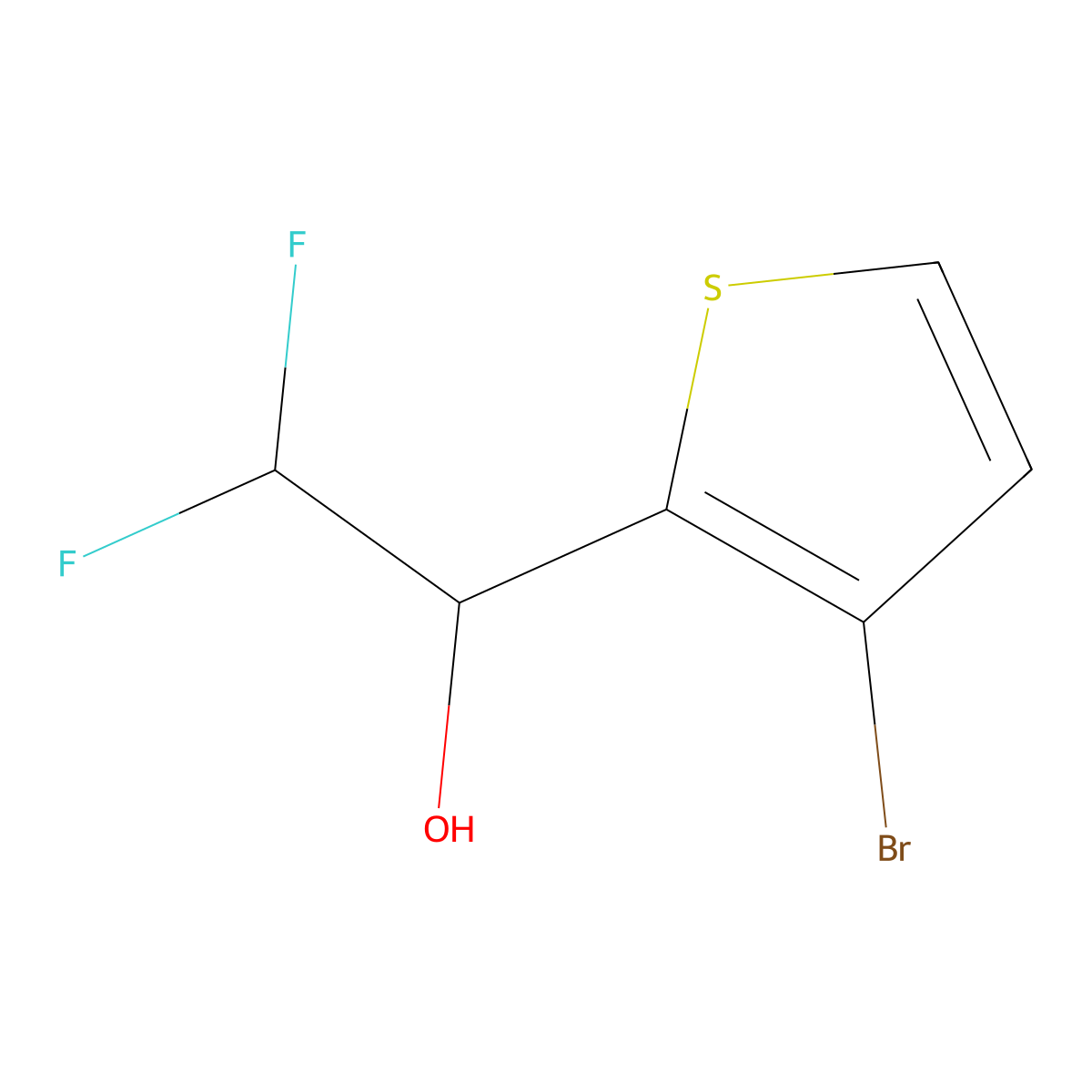 1-(3-Bromothiophen-2-yl)-2,2-difluoroethan-1-ol molecular structure, CAS 1552665-97-0