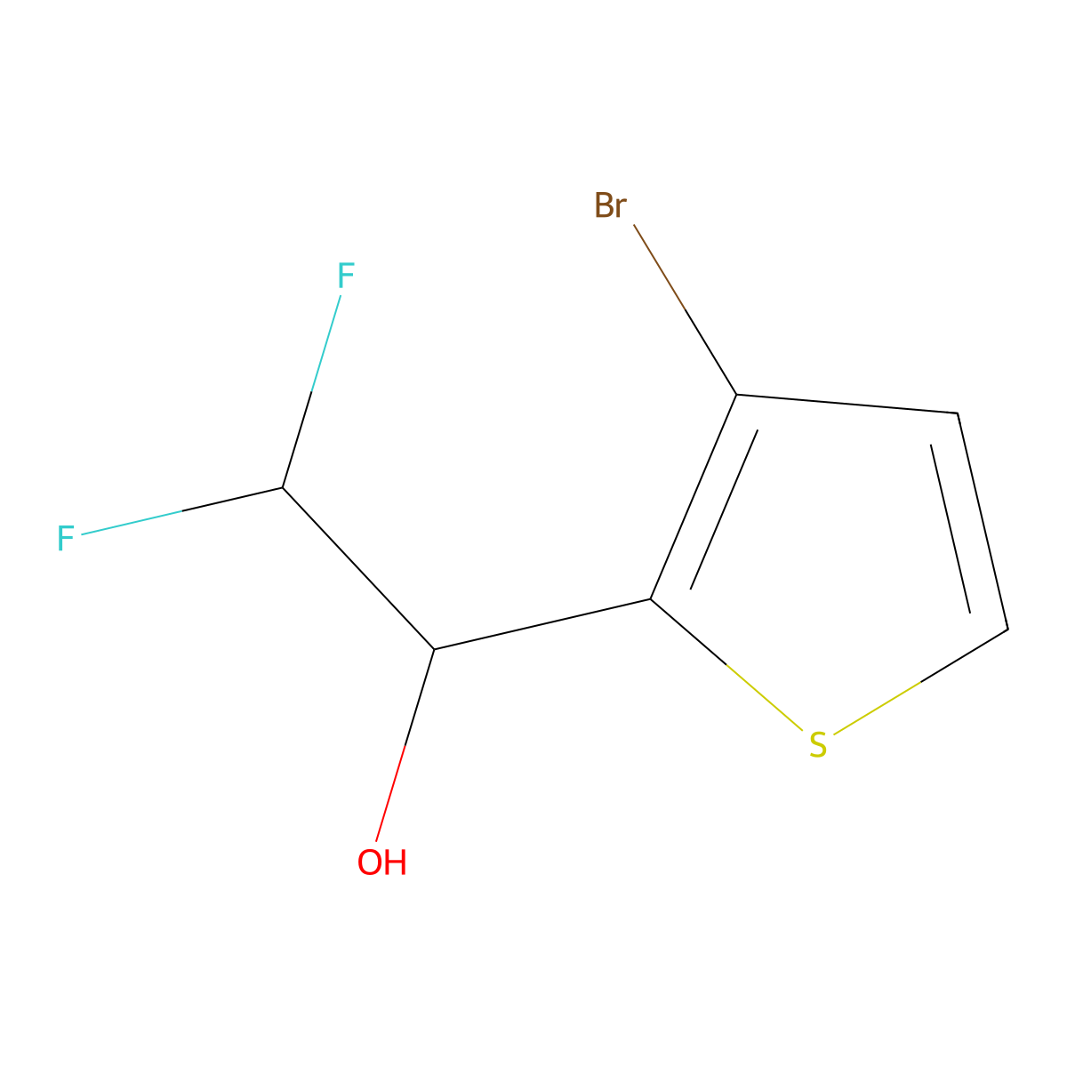 1-(3-Bromothiophen-2-yl)-2,2-difluoroethan-1-ol molecular structure, CAS 1552665-97-0