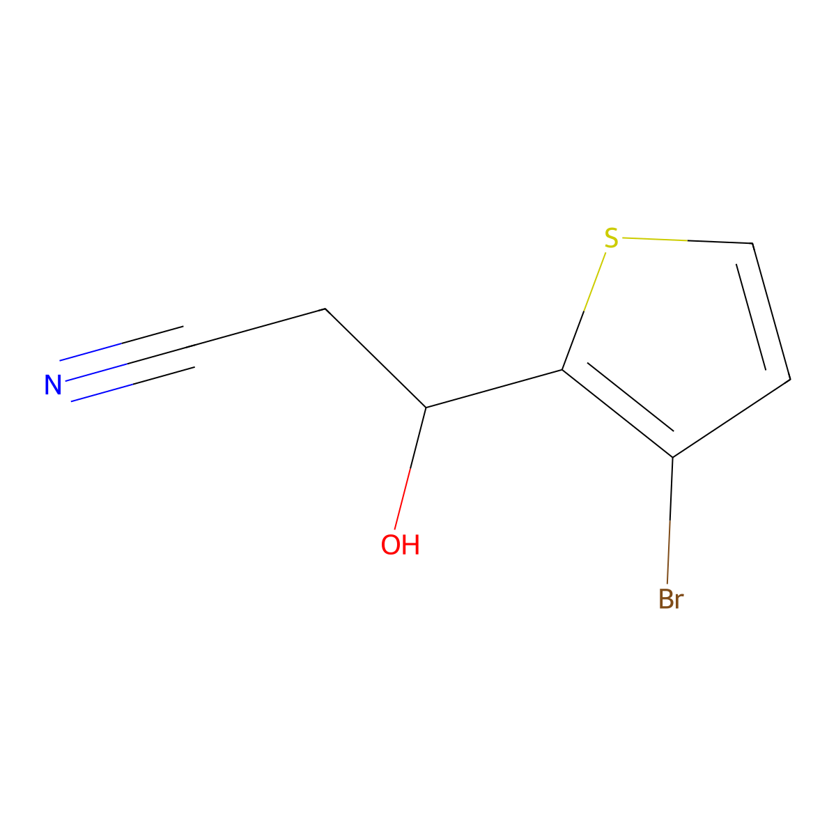 3-(3-Bromothiophen-2-yl)-3-hydroxypropanenitrile molecular structure, CAS 1552667-57-8