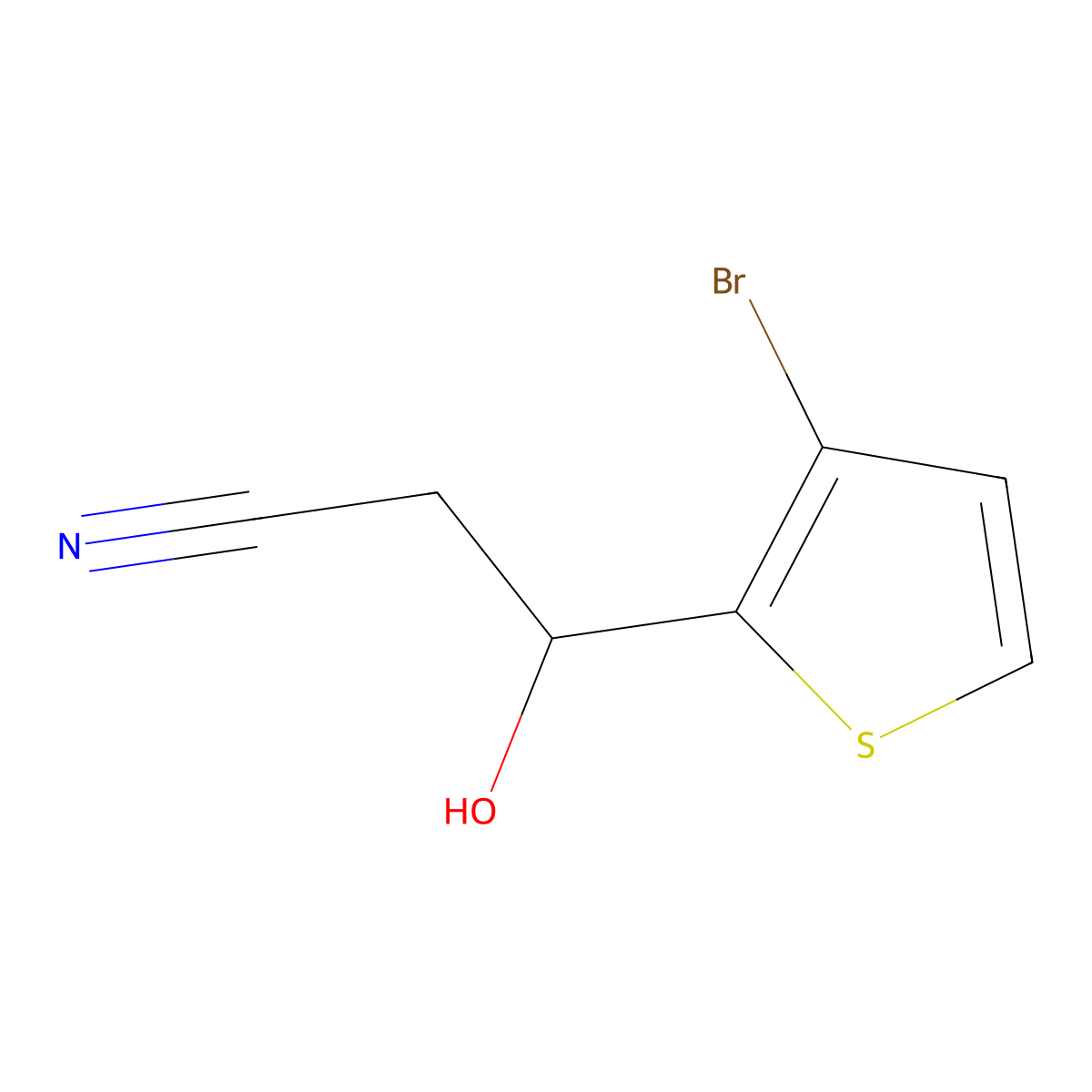 3-(3-Bromothiophen-2-yl)-3-hydroxypropanenitrile molecular structure, CAS 1552667-57-8