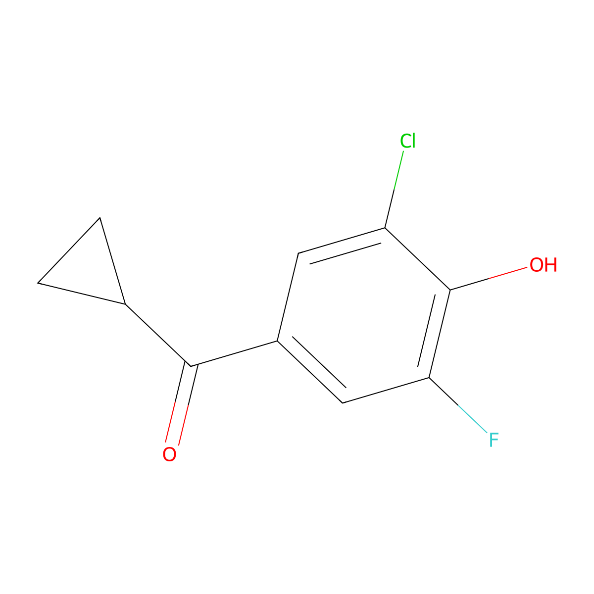 2-Chloro-4-cyclopropanecarbonyl-6-fluorophenol molecular structure, CAS 1552686-80-2