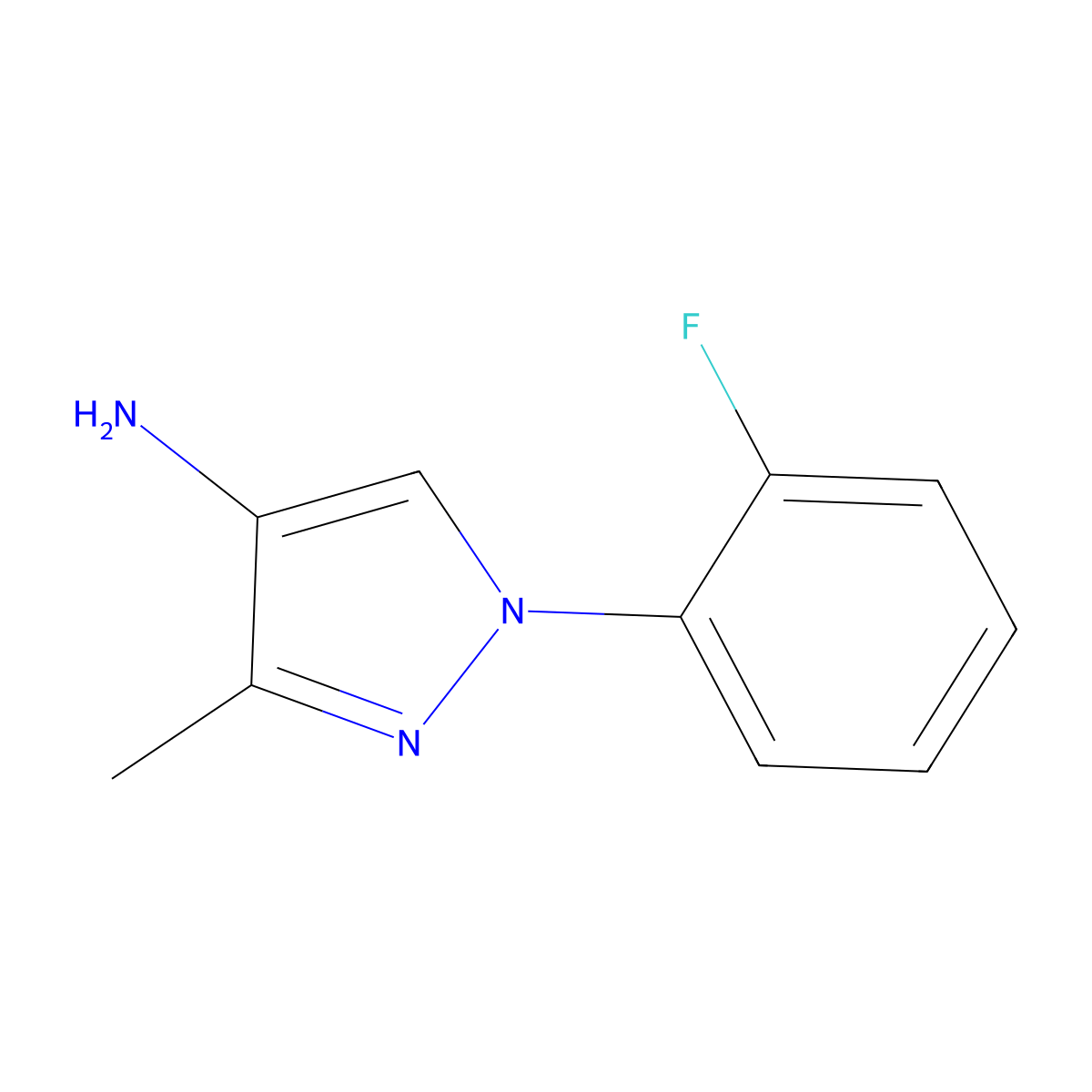 1-(2-Fluorophenyl)-3-methyl-1H-pyrazol-4-amine molecular structure, CAS 1552689-93-6
