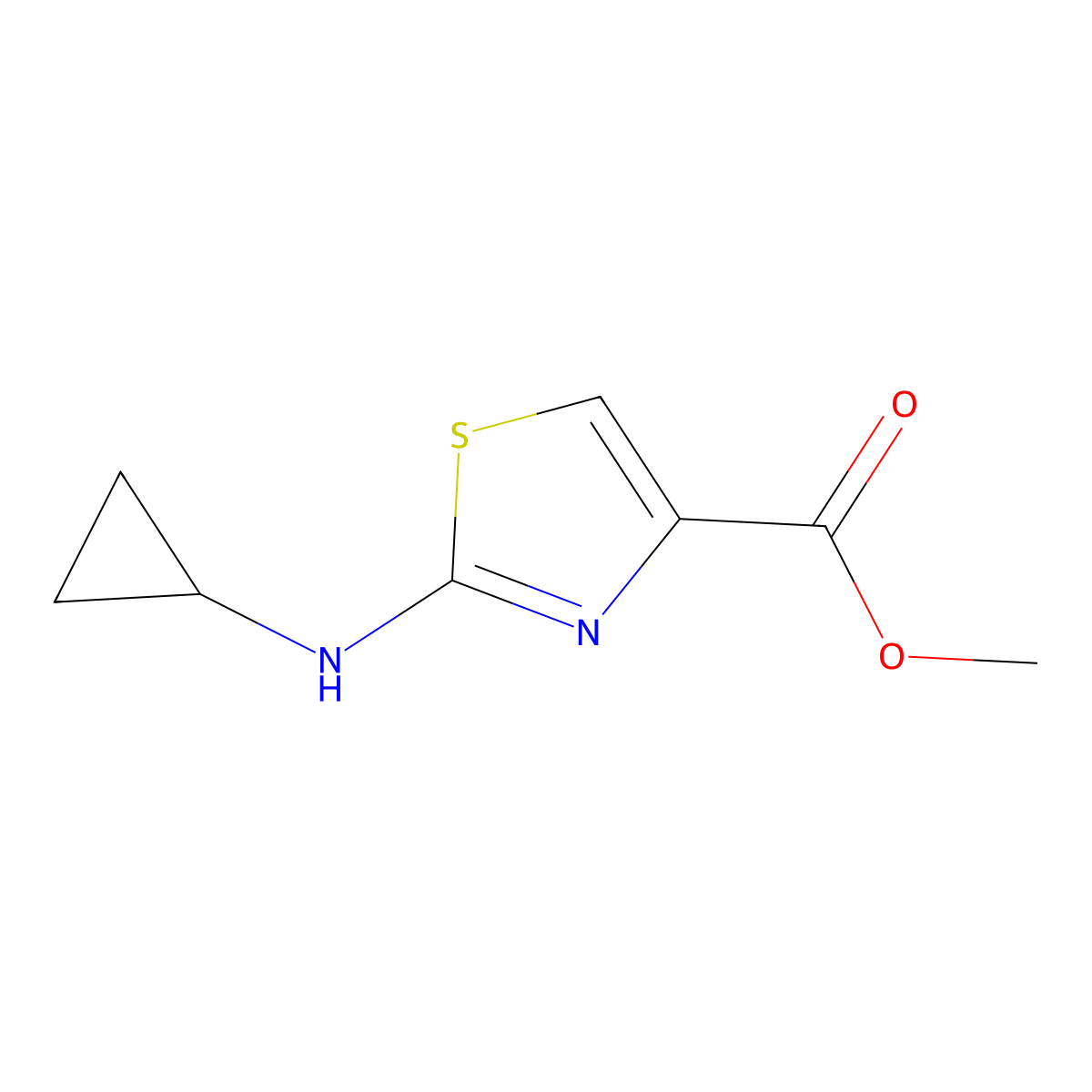 Methyl 2-(cyclopropylamino)-1,3-thiazole-4-carboxylate molecular structure, CAS 1552695-40-5