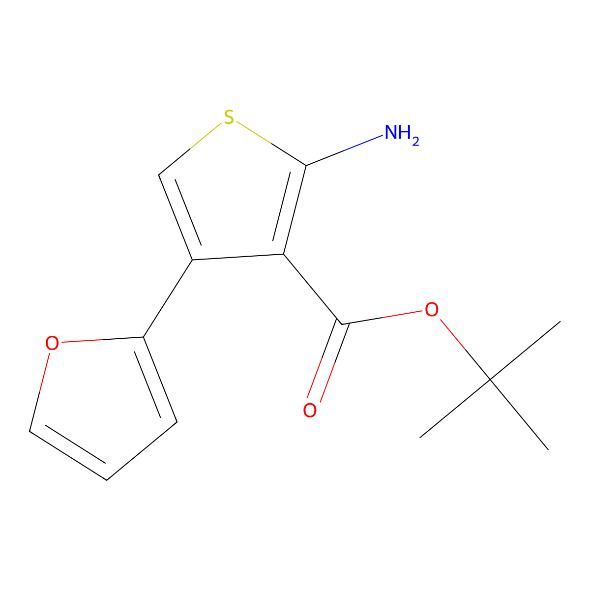 Tert-butyl 2-amino-4-(furan-2-yl)thiophene-3-carboxylate molecular structure, CAS 1552698-63-1