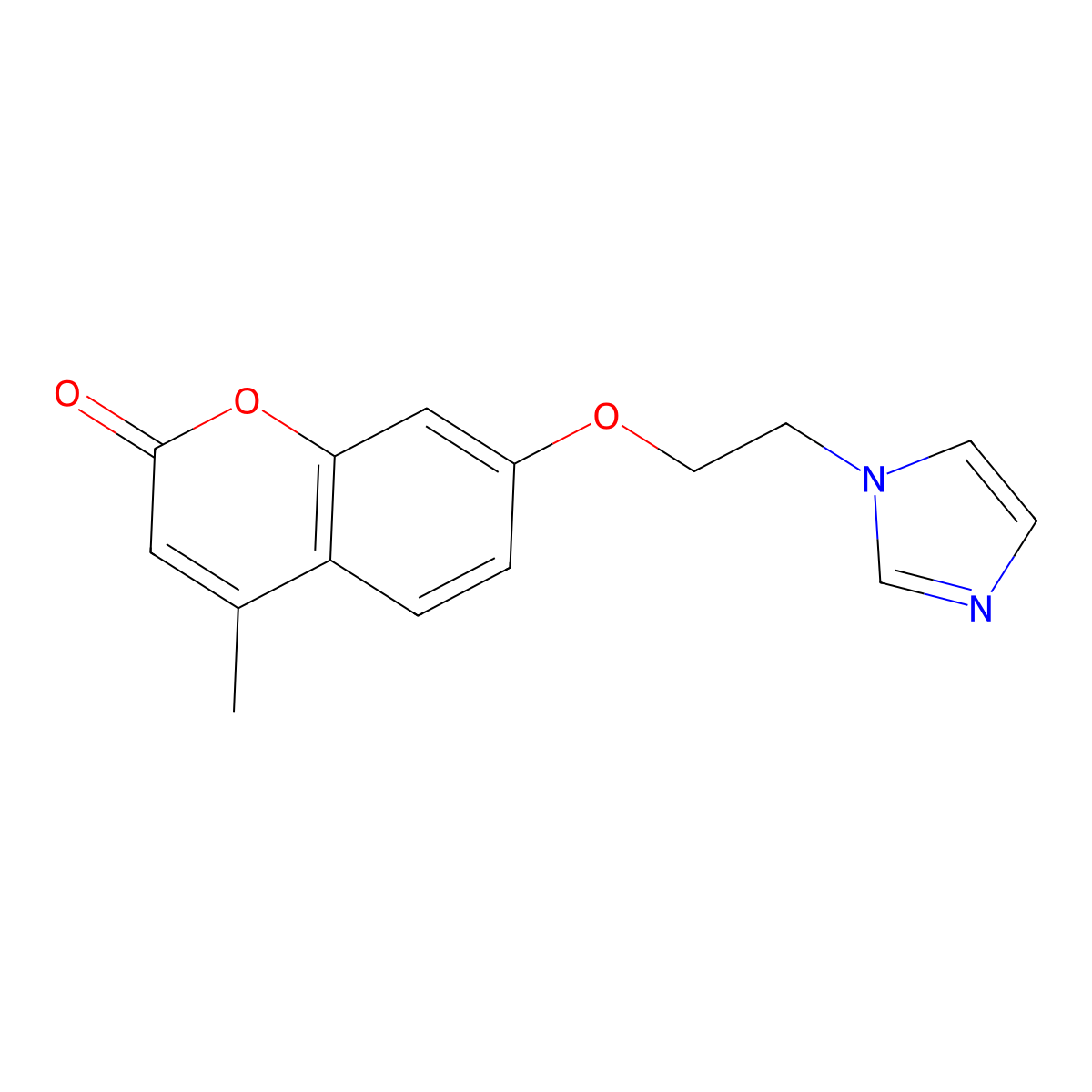 2H-1-Benzopyran-2-one, 7-(2-(1H-imidazol-1-yl)ethoxy)-4-methyl- molecular structure, CAS 155272-61-0