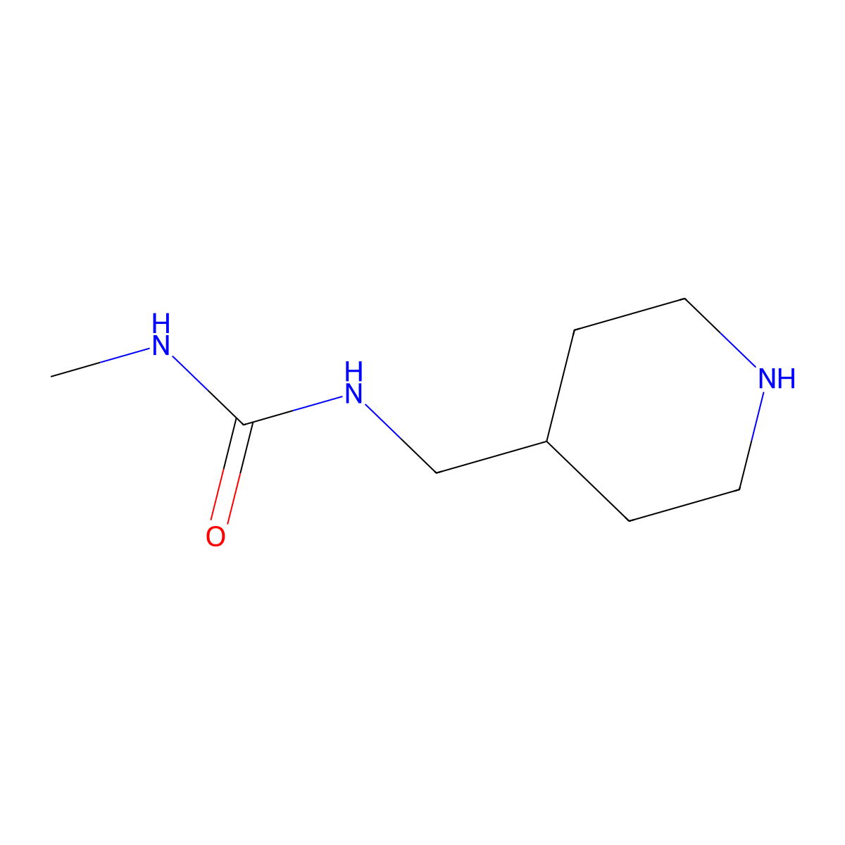 3-Methyl-1-[(piperidin-4-yl)methyl]urea molecular structure, CAS 1552769-36-4