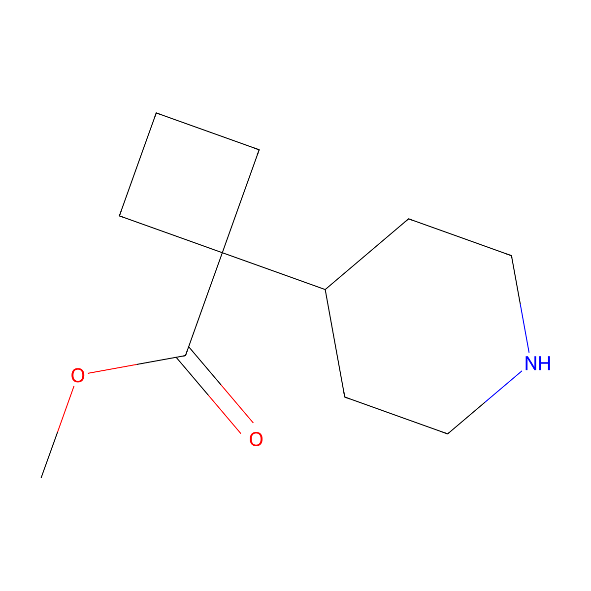 Methyl 1-(piperidin-4-yl)cyclobutane-1-carboxylate molecular structure, CAS 1552769-97-7