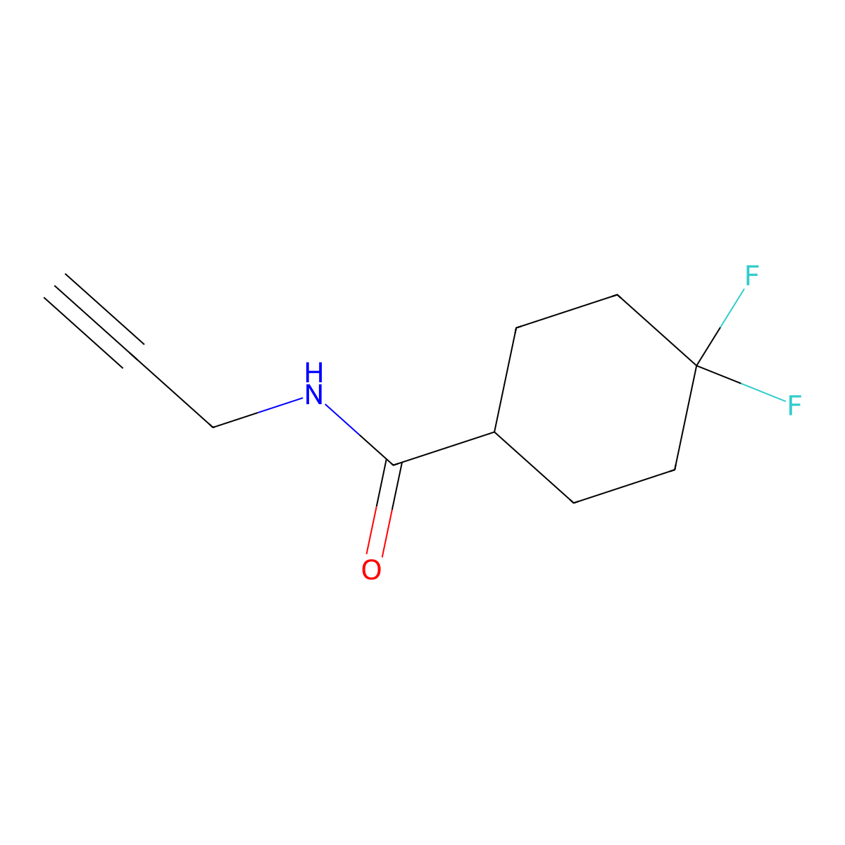 4,4-difluoro-N-(prop-2-yn-1-yl)cyclohexane-1-carboxamide molecular structure, CAS 1552796-87-8