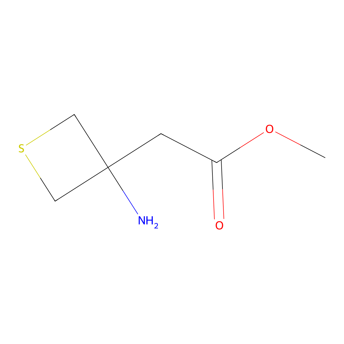 Methyl 2-(3-aminothietan-3-yl)acetate molecular structure, CAS 1552836-56-2