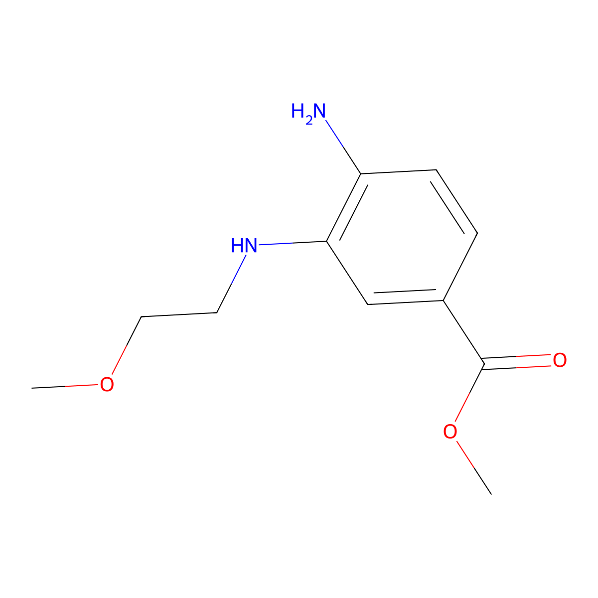 Methyl 4-amino-3-((2-methoxyethyl)amino)benzoate molecular structure, CAS 1552843-60-3