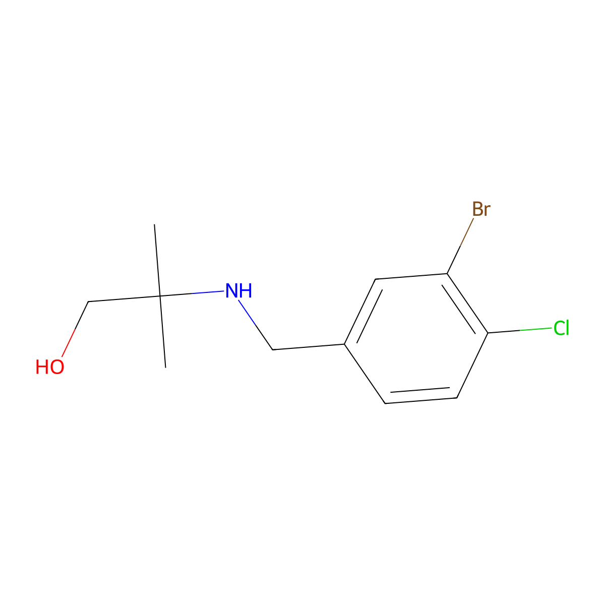 2-{[(3-Bromo-4-chlorophenyl)methyl]amino}-2-methylpropan-1-ol molecular structure, CAS 1552854-62-2