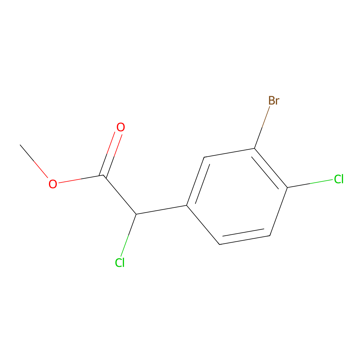 Methyl 2-(3-bromo-4-chlorophenyl)-2-chloroacetate molecular structure, CAS 1552885-60-5