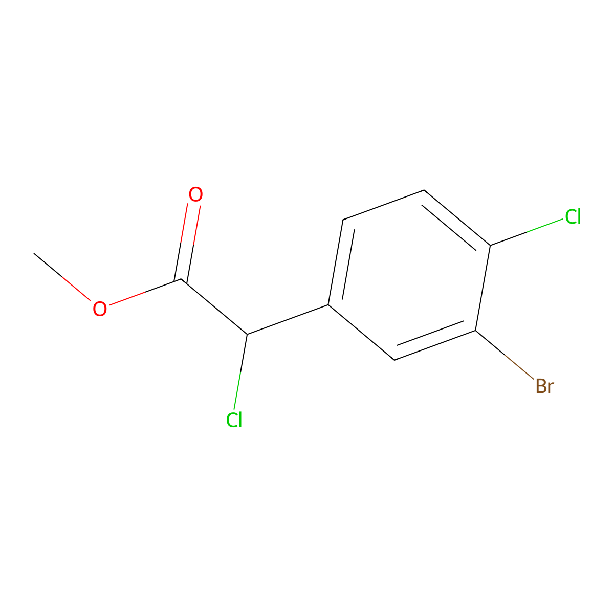 Methyl 2-(3-bromo-4-chlorophenyl)-2-chloroacetate molecular structure, CAS 1552885-60-5