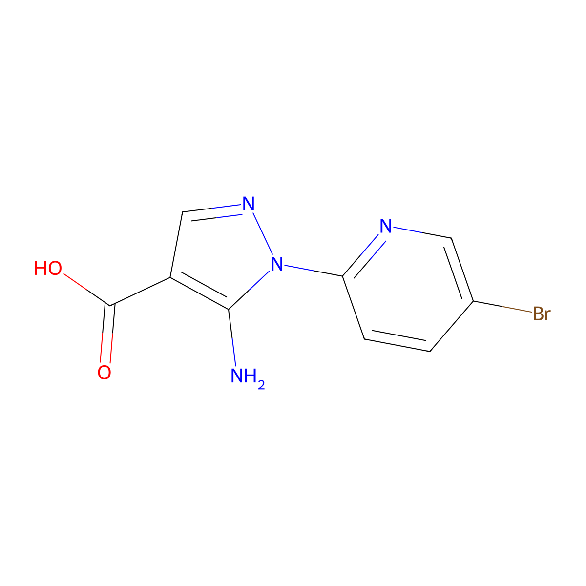 5-amino-1-(5-bromopyridin-2-yl)-1H-pyrazole-4-carboxylic acid molecular structure, CAS 1552887-20-3