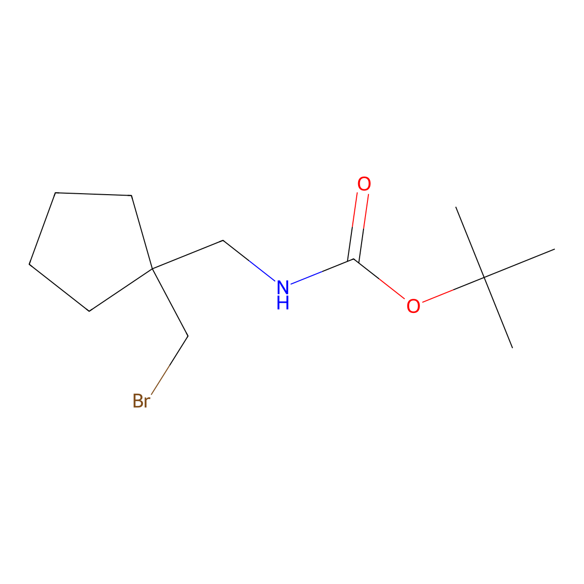 tert-butyl N-{[1-(bromomethyl)cyclopentyl]methyl}carbamate molecular structure, CAS 1552894-61-7