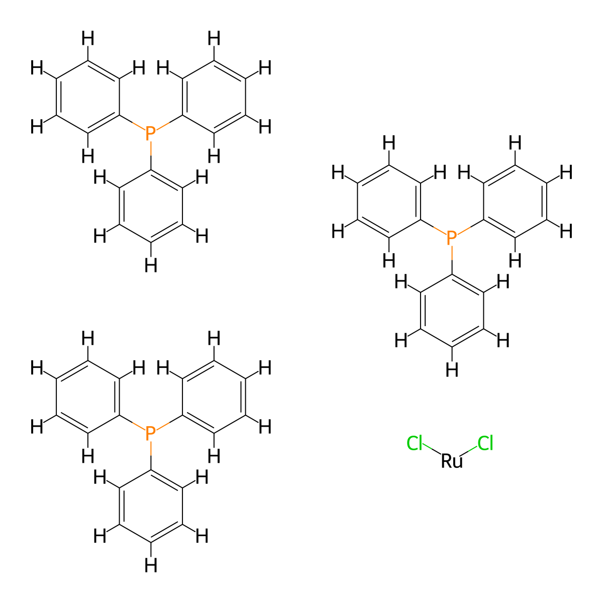 Dichlorotris(triphenylphosphino)ruthenium (II) molecular structure, CAS 15529-49-4