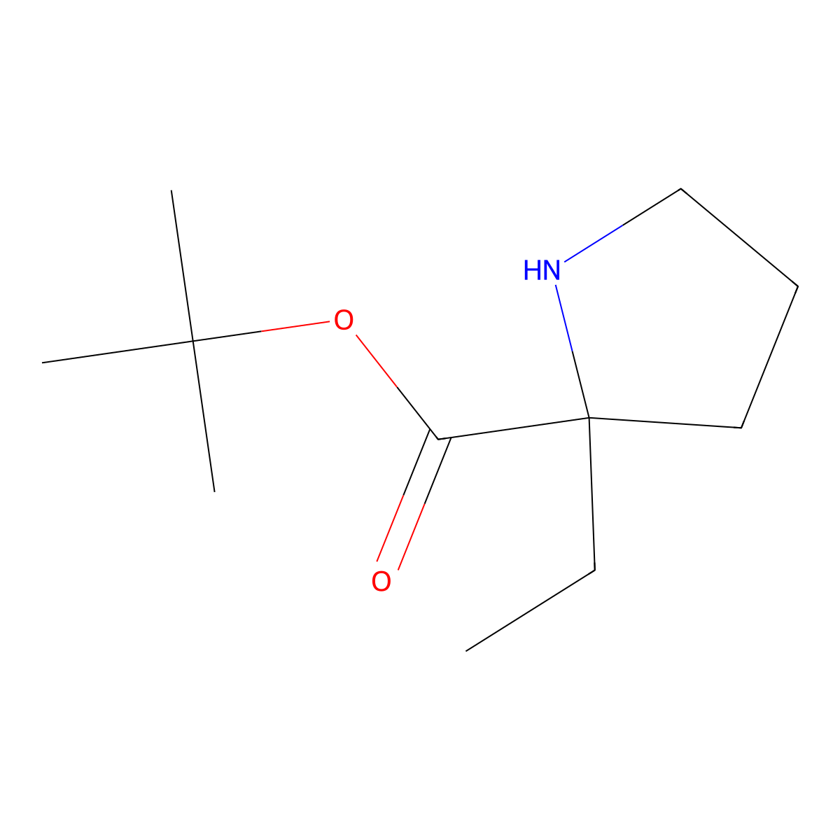 Tert-butyl 2-ethylpyrrolidine-2-carboxylate molecular structure, CAS 1552915-24-8