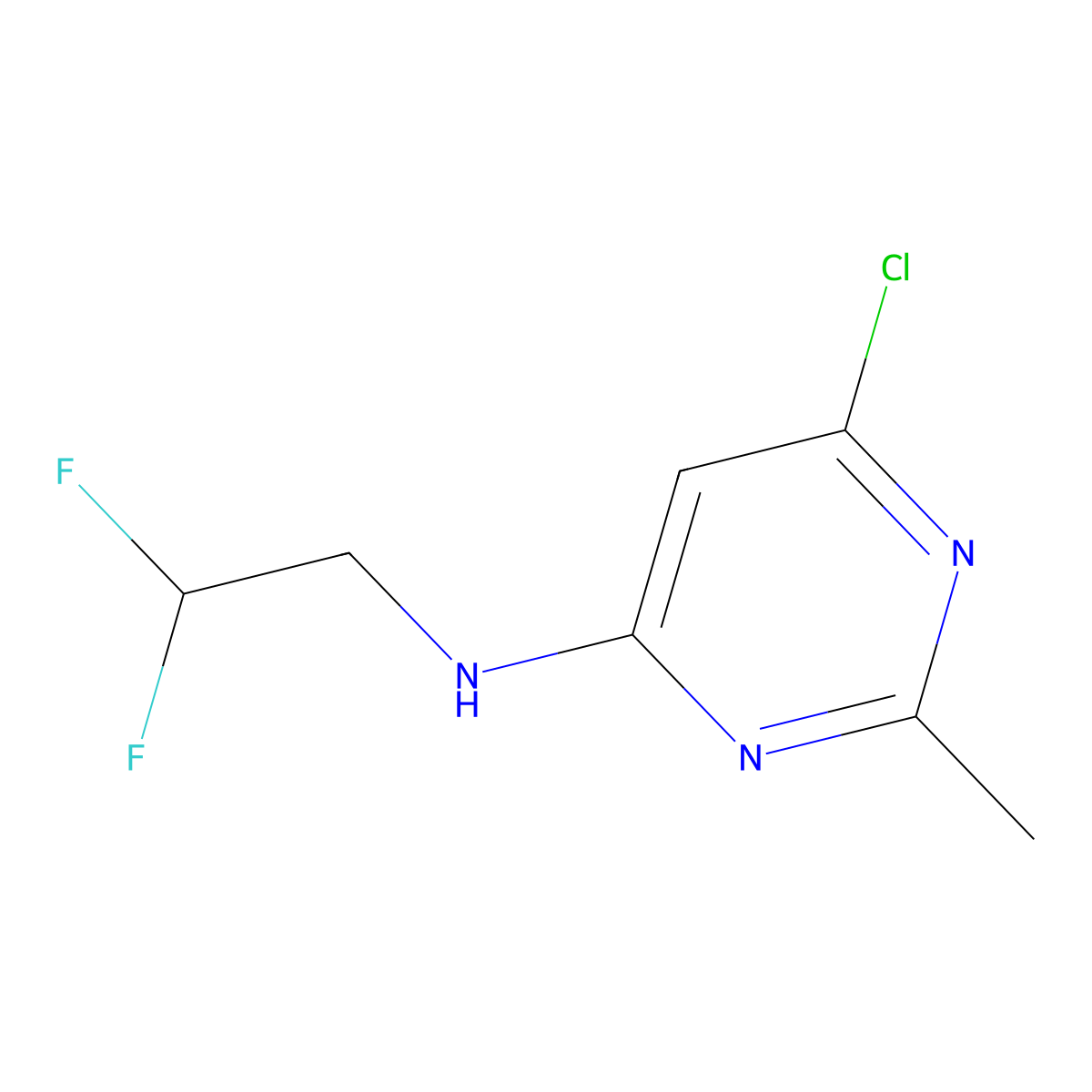 6-chloro-N-(2,2-difluoroethyl)-2-methylpyrimidin-4-amine molecular structure, CAS 1552918-79-2