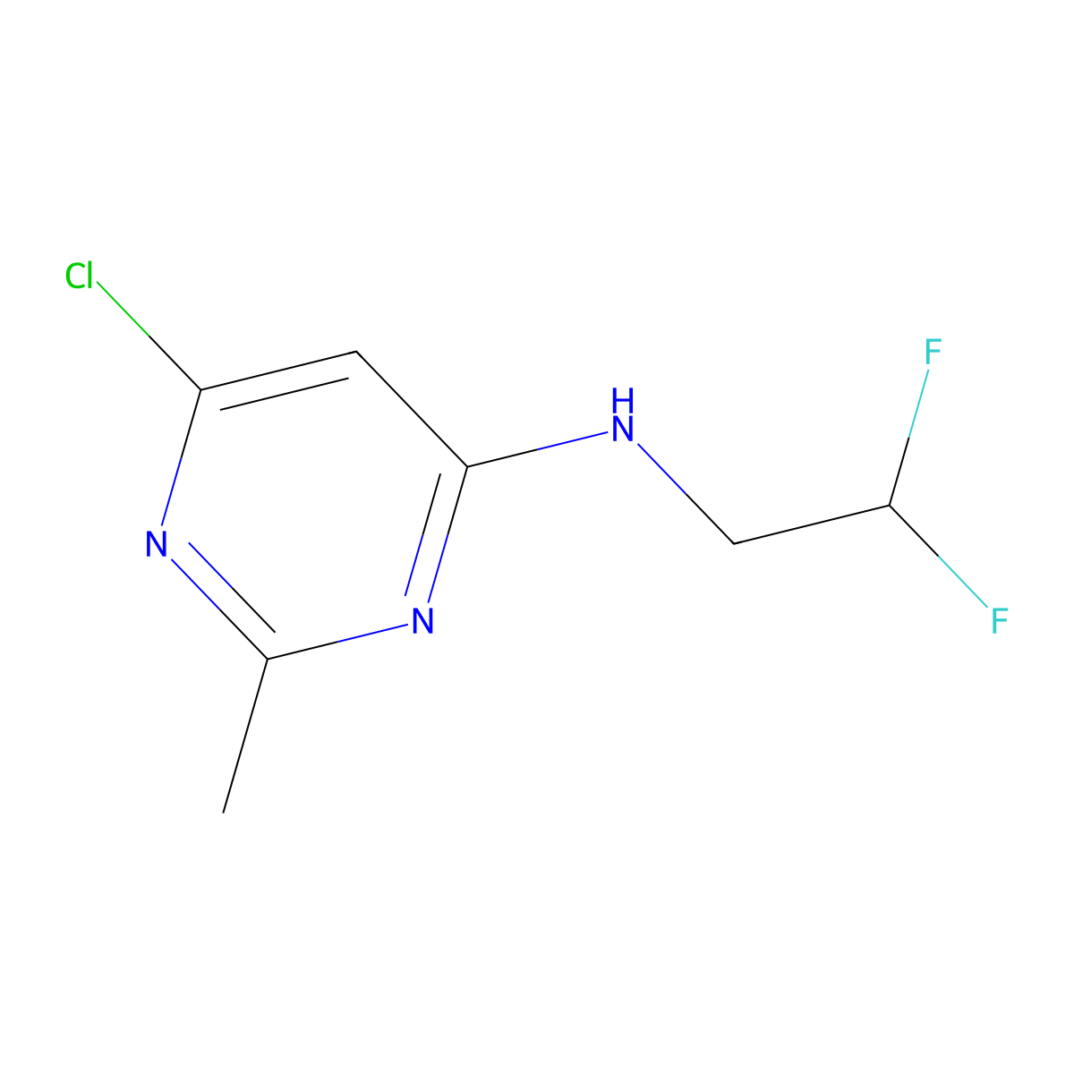 6-chloro-N-(2,2-difluoroethyl)-2-methylpyrimidin-4-amine molecular structure, CAS 1552918-79-2